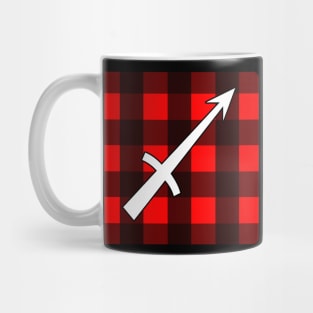 Sagittarius Zodiac Horoscope Buffalo Plaid Square Monogram Mug